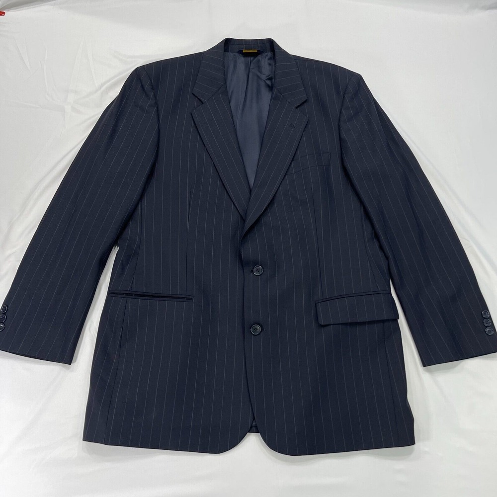 Brooks Brothers Brooksease Wool Blazer 43L Mens Black Pinstripe‎ Suit Jacket